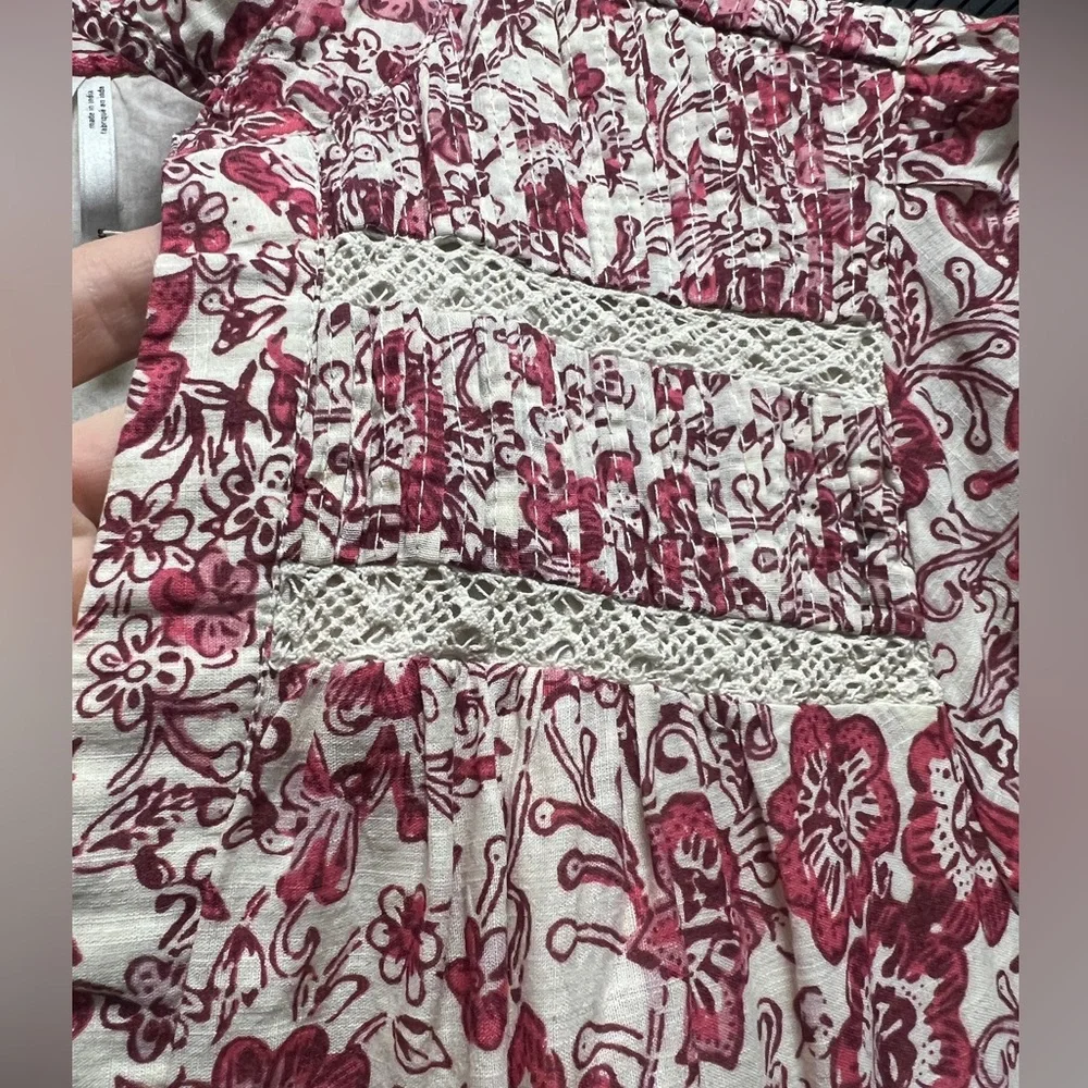 Anthropologie Red Cream Floral Georgina Dress by Maeve XS - Picture 9 of 16